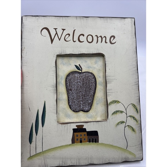 VTG  Welcome Sign Hanging 10x8in Hand Painted Home Decor Rustic Farmhouse - Picture 3 of 5